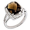 Sterling Silver 5.45 ct Smoky Quartz Ring with Rope Frame