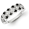 Sterling Silver 0.12 ct Black and White Diamond Ring