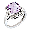 5.45 ct Sterling Silver Diamond and Pink Quartz Ring