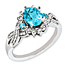 Sterling Silver 1.35 ct Light Swiss Blue Topaz Ring with Diamonds