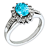 Sterling Silver Diamond and 1.35 ct Light Swiss Blue Topaz Ring