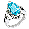 Sterling Silver 4.5 ct Light Swiss Blue Topaz Ring with Diamonds