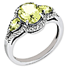 Sterling Silver 1.72 ct Lemon Quartz Ring with Diamonds