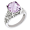 Sterling Silver Fancy 5.45 ct Pink Quartz Ring with Diamonds
