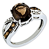 Sterling Silver 2.73 ct Smoky Quartz Ring with Diamonds