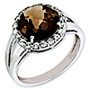 Sterling Silver 3.4 ct Smoky Quartz and White Topaz Halo Ring