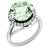 Sterling Silver 6.1 ct Green Quartz and White Topaz Halo Ring