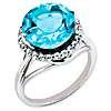 Sterling Silver 7.75 ct Light Swiss Blue Topaz Ring with White Topaz
