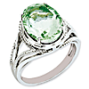 Sterling Silver 5.4 ct Green Quartz Ring with Beaded Texture