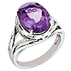 Sterling Silver 5.4 ct Oval Amethyst Ring
