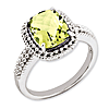 Sterling Silver 2.96 ct Lemon Quartz Ring with Beaded Texture