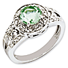 Sterling Silver 1.25 ct Fancy Halo Green Quartz and Diamond Ring