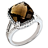 Sterling Silver 7 ct Smoky Quartz Ring with Rope Texture