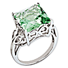Sterling Silver 7.85 ct Princess Cut Green Quartz Ring