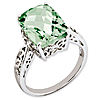 Sterling Silver 6.55 ct Green Quartz Ring Pierced Design