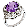 Sterling Silver 6.2 ct Checkerboard Amethyst Ring