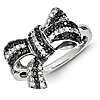 Sterling Silver 0.35 Ct Black and White Diamond Bow Ring