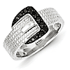 Sterling Silver 0.20 Ct Black Diamond Buckle Ring