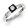 0.2 Ct Sterling Silver Black and White Diamond Square Ring