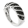 Sterling Silver 1 Ct Black and White Diamond Ring Size 7