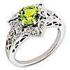Sterling Silver 1.43 ct Peridot and Diamond Ring