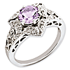 1.25 ct Pink Quartz and Diamond Ring Sterling Silver