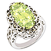 Sterling Silver 12 ct Oval Lemon Quartz Ring with Scroll Design