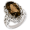 Sterling Silver 9 ct Oval Smoky Quartz Scroll Ring