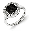 Sterling Silver 0.26 Ct Black and White Diamond Ring