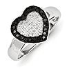 Sterling Silver 0.29 ct Black and White Diamond Heart Ring