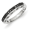 0.25 Ct Sterling Silver Black and White Diamond Ring