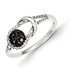0.33 Ct Sterling Silver Black and White Diamond Love Knot Ring