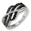 Sterling Silver 0.51 Ct White and Black Diamond Ribbon Ring