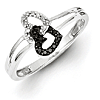 Sterling Silver 1/10 Ct Black & White Diamond Heart Promise Ring