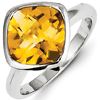 Sterling Silver 3.6 ct Square Citrine Bezel Ring