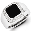 Sterling Silver Men's Bezel Onyx Ring with 1/15 ct Diamonds