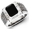 Sterling Silver Men's Square Onyx Ring with Diamonds