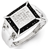 Sterling Silver 1/4 ct Black and White Diamond Men's Ring