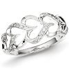 Sterling Silver 1/10ct Diamond Promise Ring with Hearts