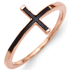 Antiqued Rose Gold-Plated Sterling Silver Sideways Cross Ring