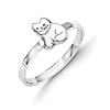 Rhodium-plated Sterling Silver Child's Polished Kitty Cat Ring