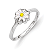 Sterling Silver Child's White and Yellow Enamel Daisy Ring