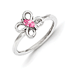 Sterling Silver Pink CZ Butterfly Kid's Ring