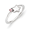 Sterling Silver Star Kid's Ring with Pink CZ