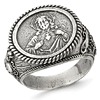 Sterling Silver Men's Antiqued Sacred Heart of Jesus Ring