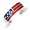 Sterling Silver Enameled USA Flag Toe Ring