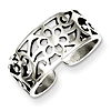 Sterling Silver Antiqued Wide Floral Toe Ring