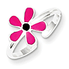 Sterling Silver Pink Enameled Floral Toe Ring