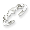 Sterling Silver Polished Three Hearts Toe Ring