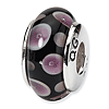 Sterling Silver Reflections Purple Black Hand-blown Glass Bead
